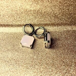 Sterling Silver Rose Quartz Square Earrings